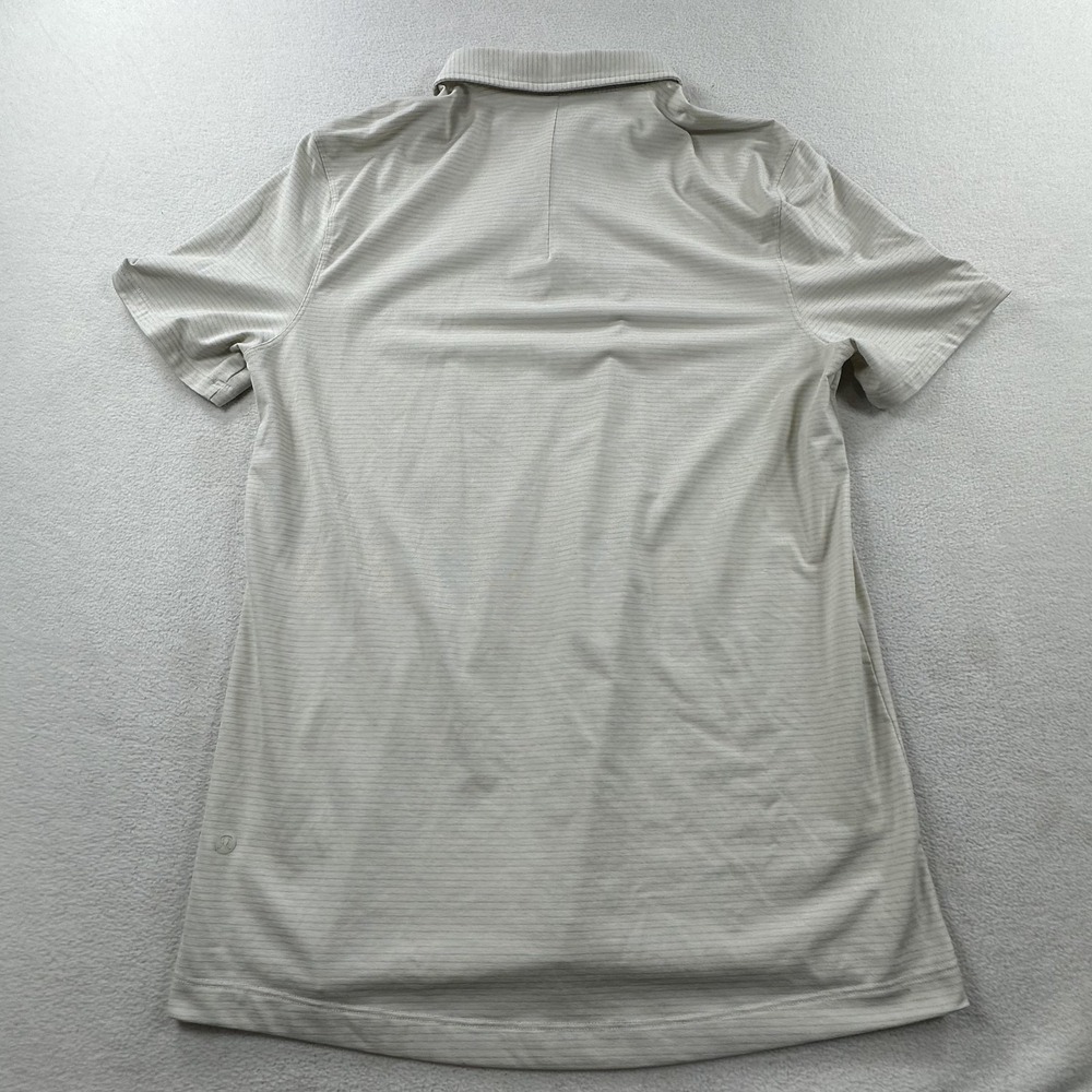 Lululemon Polo Shirt Mens Large Light Gray Stripe Evolution Golf Performance - Picture 2 of 9